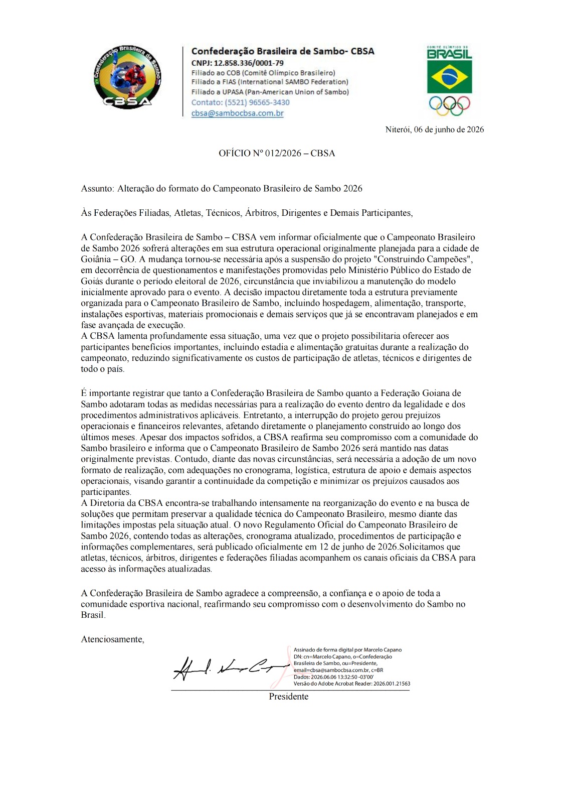 Ofício Informativo 012/2026